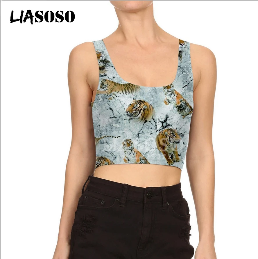 LIASOSO летний женский новый 3D принт Леопард рыбья чешуя змея жилет сексуальный