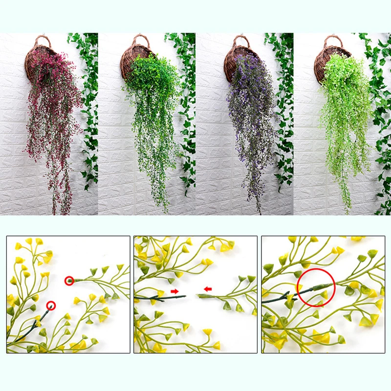 1 string Artificial Plant Vines Wall Hanging Simulation Rattan Leaves Branches Green Ivy Leaf Home Wedding Decoration | Дом и сад