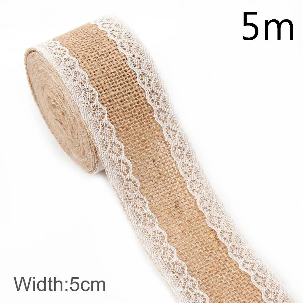 5m Style 8 QIFU 2/5M из натурального джута ленты в декорированном мешковиной горшке джутовое кружево декорированном мешковиной горшке ленты из натурального джута Свадебные украшения рустикальная Свадьба Центральные рустикальная свадьба - Цвет: 5m Style 8