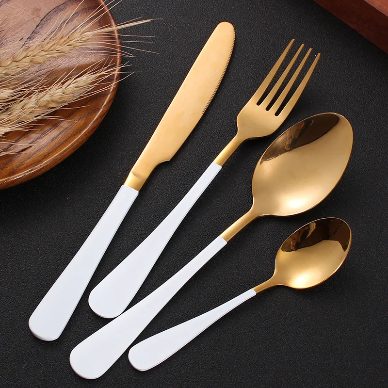 

Steel Cutlery Set Gold Cutlery Set Stainless Steel Cutlery Western Dinnerware Set Kitchen Knives Spoon Pink Set Dropshipping