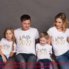 Здравствуйте, 2022, Детские рубашки с принтом для семьи, искусственный хлопок, семейный образ, рубашки для отца, матери, детей, детские комбинезоны, одежда для нового года