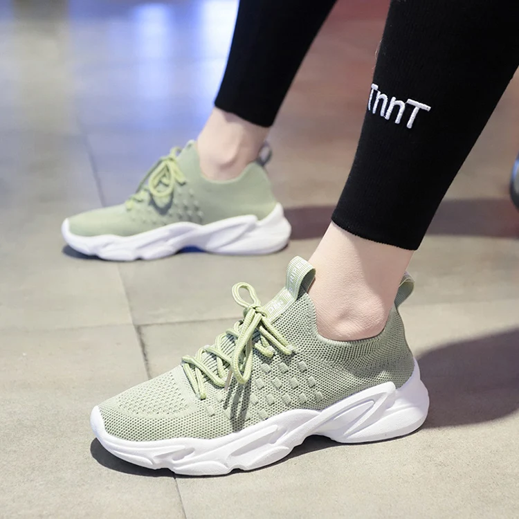 Женская обувь желтые Зеленые кроссовки из сетчатого материала для женщин