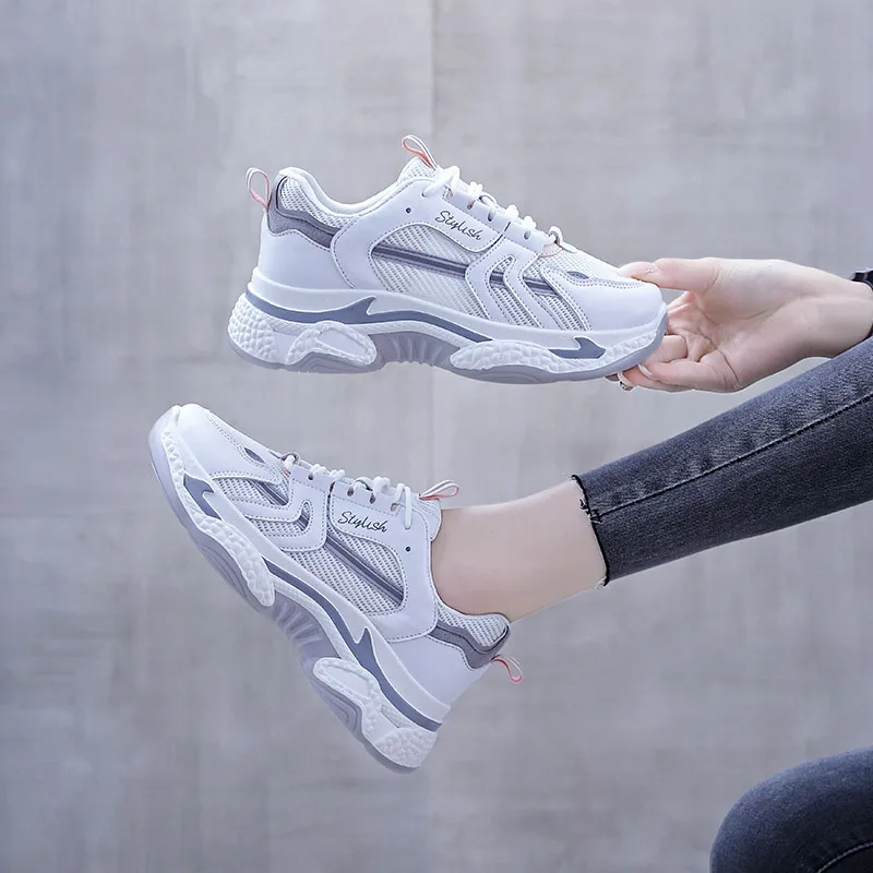 

WDZKN Fashion Thick Bottom Trifle Sneakers Women Chunky Platform Daddy Shoes Breathable Air Mesh Summer Casual Women Shoes H605