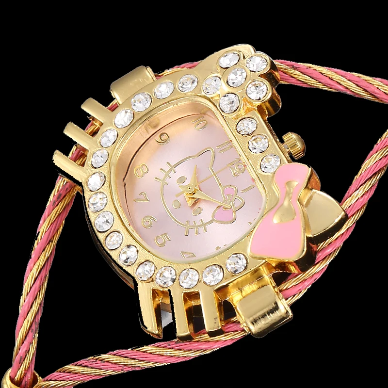 Женские часы новинка 2019 модные Reloj Kitty с милым циферблатом женские часы-браслет