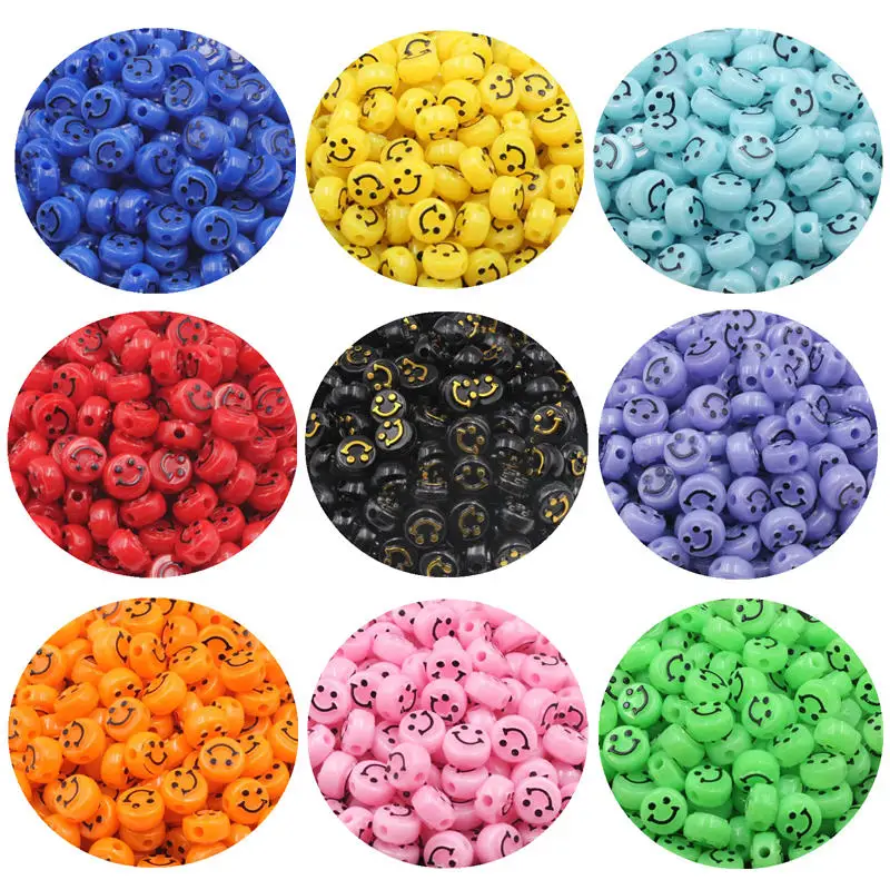 50Pcs/Pack Acrylic Smiley Beads Crafts Children's Handmade Materials DIY Jewelry Bracelet Accessories Clothing Hat Decoration