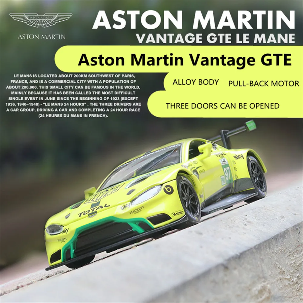 

Car Model 1:32 Aston Martin Le Mans Racing Pull Back Alloy Diecasts Cars Speed Children Toys Metal Collection Simulation Toys