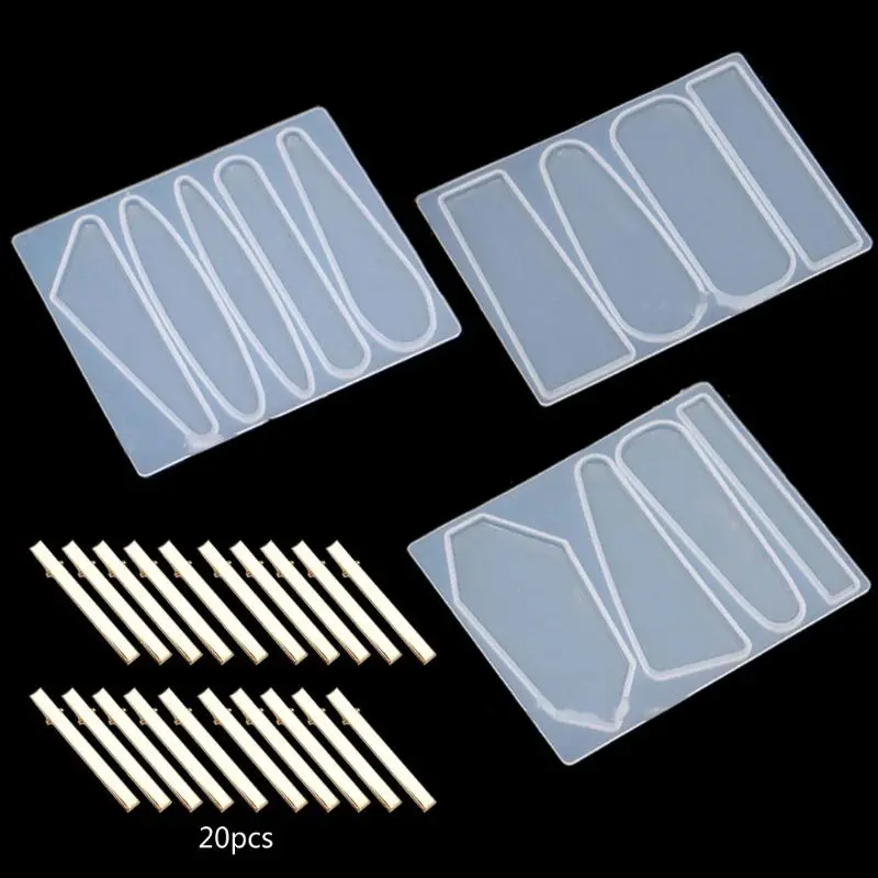 

23PCS DIY Barrettes Silicone Epoxy Resin Molds DIY Hair Pin Acrylic Mold Alligator Hair Clip Molds Jewelry Making Tools M0XF