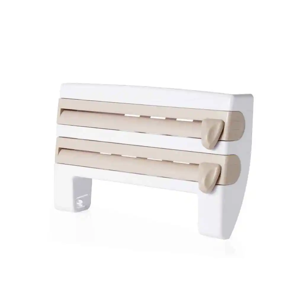 

Wall Mounted Kitchen Cling Film Sauce Bottle Storage Rack Paper Towel Holder With Cutter 3 Color