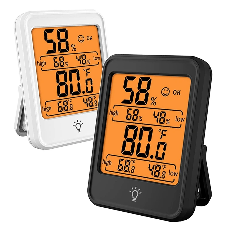 

2 Pack Indoor Thermometer Digital Hygrometer Room Thermometer Humidity Monitor with Backlight, Suitable for Bedroom