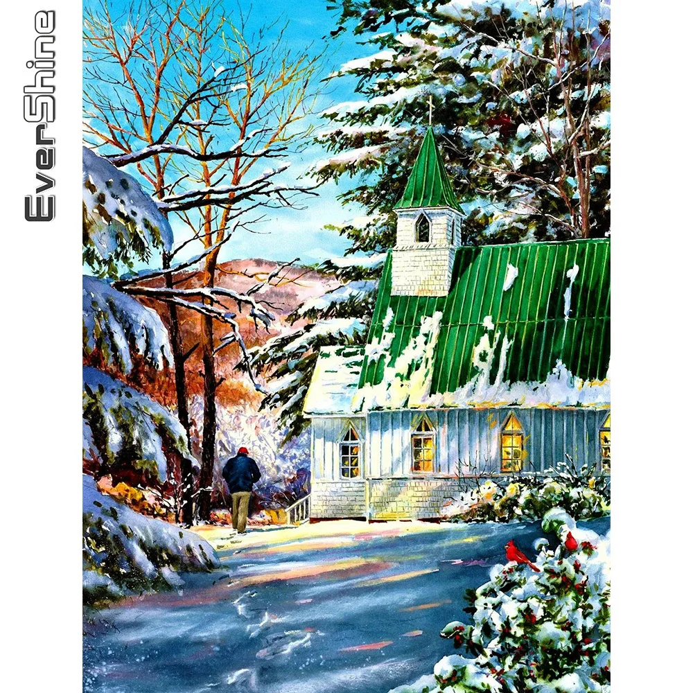 

Evershine алмазная живопись, домашний ландшафт, Новое поступление, искусственная вышивка крестиком, мозаика «сделай сам», зимний домашний декор