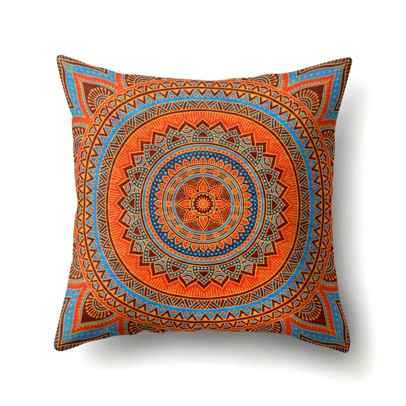 

Mandala Printing Single-sided Pillow Bedroom Pillowcase Decoration Sofa Peach Skin Cushion Cover Interior Decoration Cushion