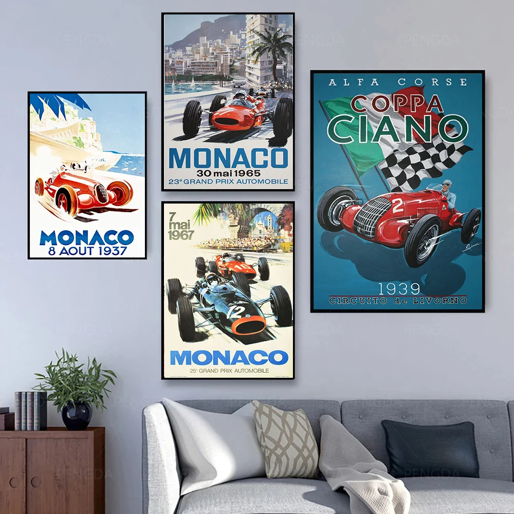 

F1 car Art Cuadro Poster and Picture Trendy Extreme Sports Wall Art Canvas Print Painting Living Room Modern Decoration Picture
