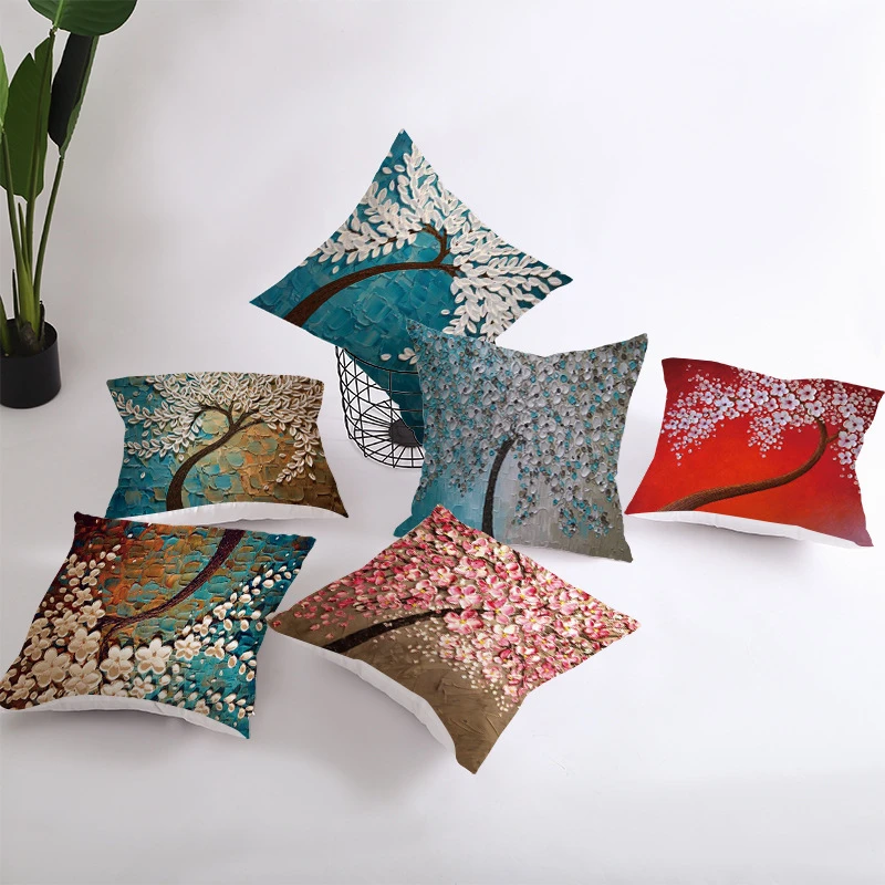 

Flower Tree Pattern Decorative Cushions Pillowcase Polyester Cushion Cover Throw Pillow Sofa Decoration Pillowcover 40896