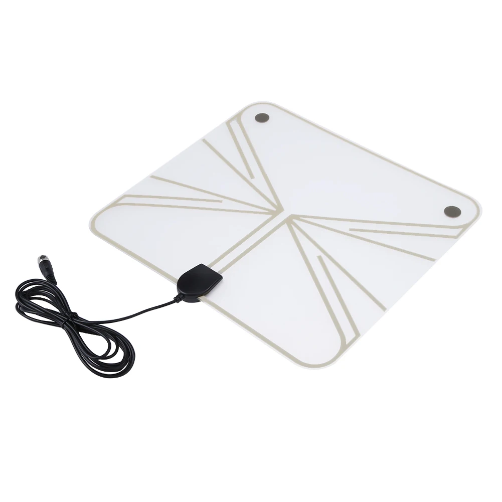 

TV Antenna F-Head with TV Adapter Flat Indoor HD Signal Amplifier Digital HDTV 50 Miles Range VHF UHF Antenna Receiver