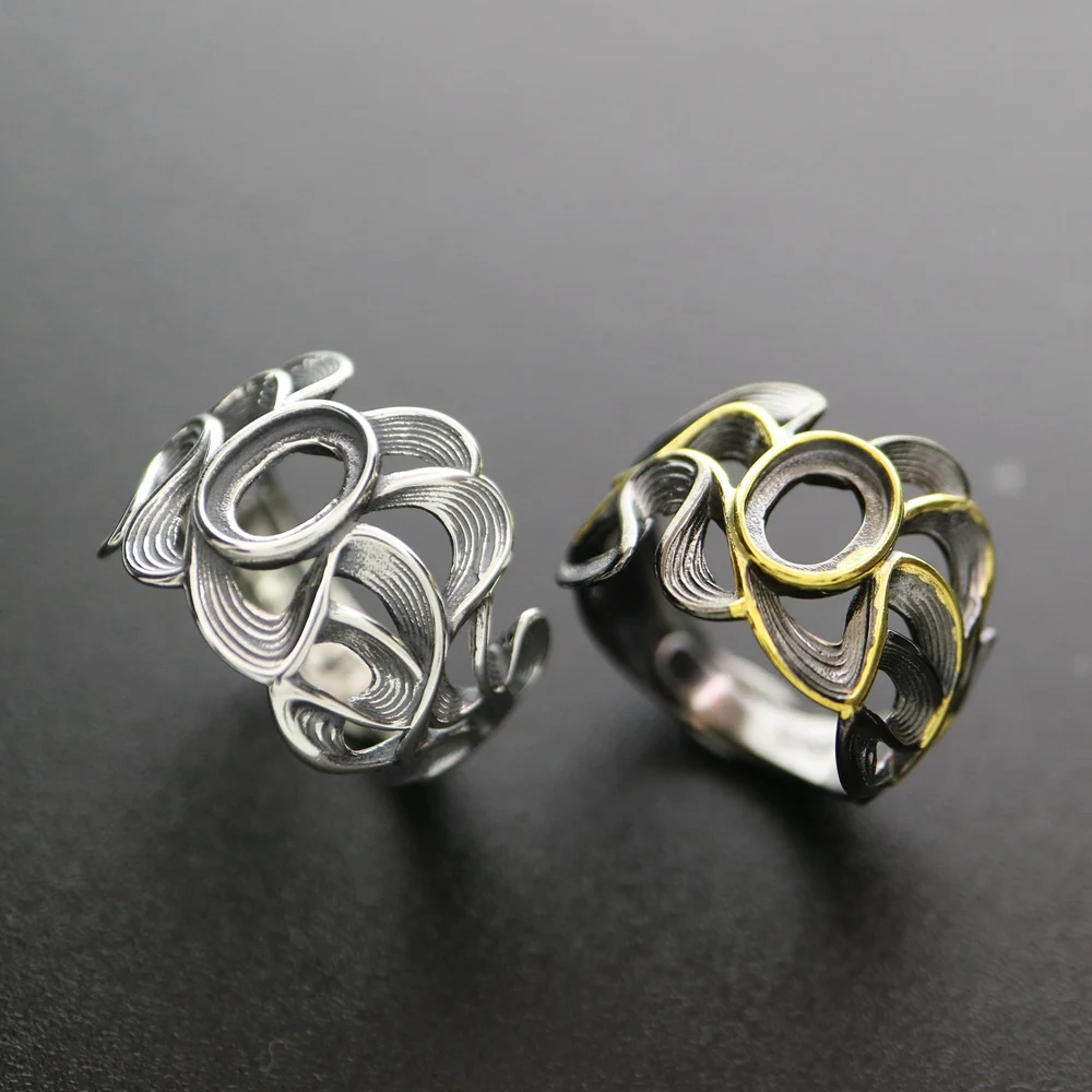 Овальное гнездо для камня 6x8 мм в старинном стиле однотонное регулируемое кольцо