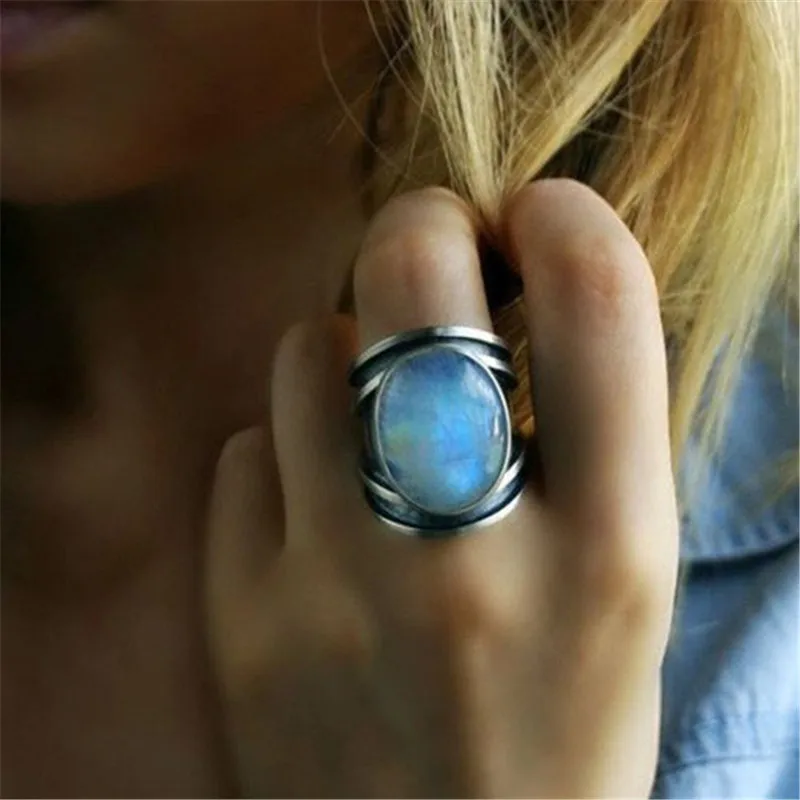 Винтажные тибетские большие лечебные Кристальные кольца KOtik для женщин Бохо