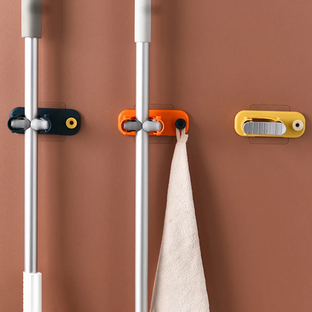 

Sticker Strong Hook Seamless Mop Rack Mop Holder Wall Mounted Home Storage for Bedroom Living Room Kitchen Bathroom