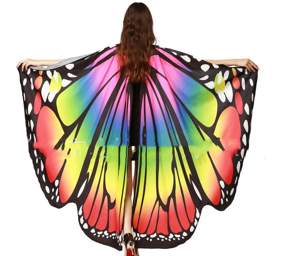 Rainbow Women Butterfly Wings Shawl Fairy Ladies Dance Costume Accessories Adult Monarch  Butterfly Cape Costume Hot Sell