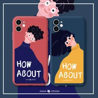 asina cute cartoon case for iphone 11 12 13 pro xr xs max soft liquid silicone couple cover for iphone 7 8 plus capa with strap
