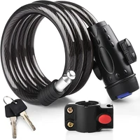 bike lock 1 2m cable anti theft bicycle lock with 2 keys weatherproof with mounting bracket fits for bike motorcycle scooter