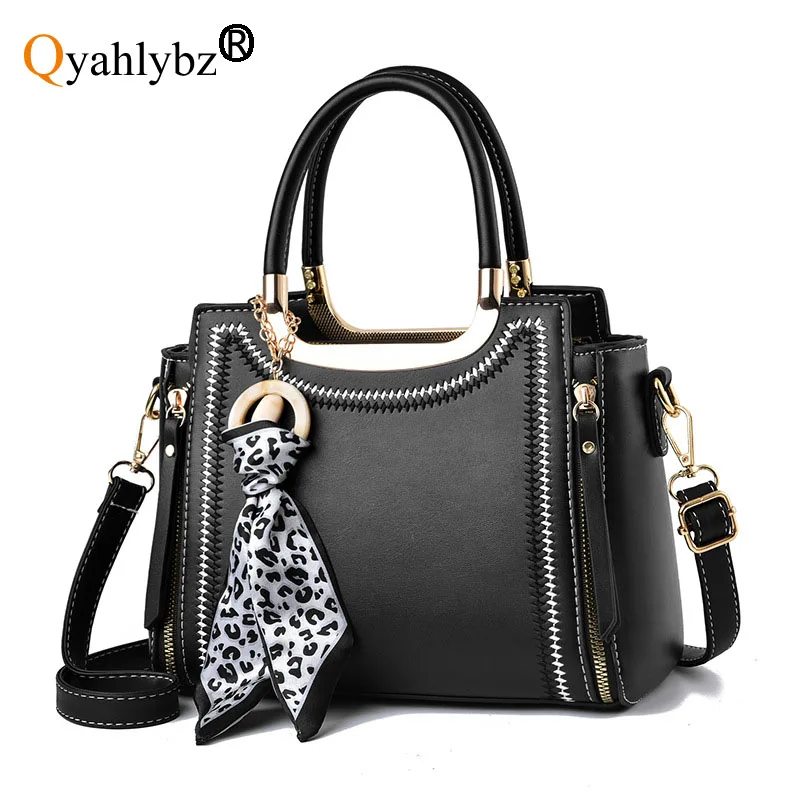 

Qyahlybz band female fashion handbag silk scarf tote bags large capacity shoulder bag ladies large capacity luxury handbag