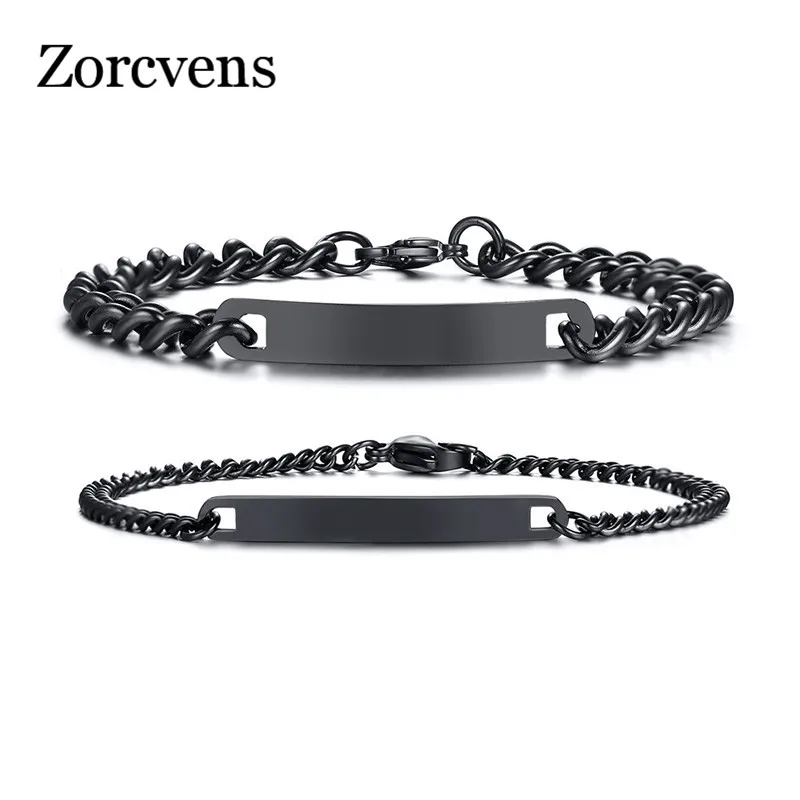 ZORCVENS Новый id тег кубинская звеньевая цепочка Пара Браслеты для мужчин и женщин