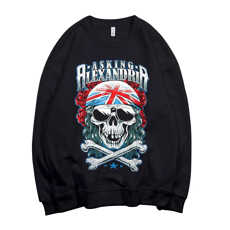 10 Designs Asking Alexandria Pollover Sweatshirt Rock Hoodies Skull Sudadera Streetwear Fleece Outerwear Heavy Metal