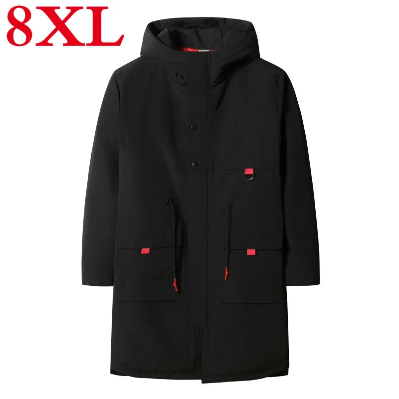 

6XL 8XL 7XL Plus size 5XL Brand Long Thick Hat Parka Men Quilted Winter Jacket Coat Clothes