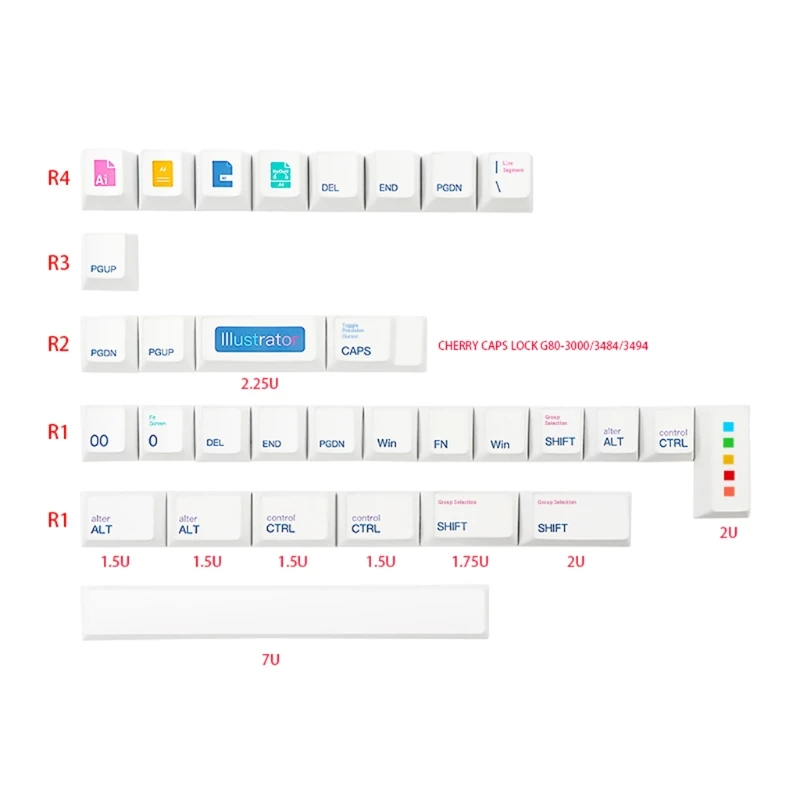 

136 Keys/set Cherry Profile AI Theme Keycap PBT Dye Sublimation Key Caps 6.25U For Mechanical Keyboard With ISO Enter
