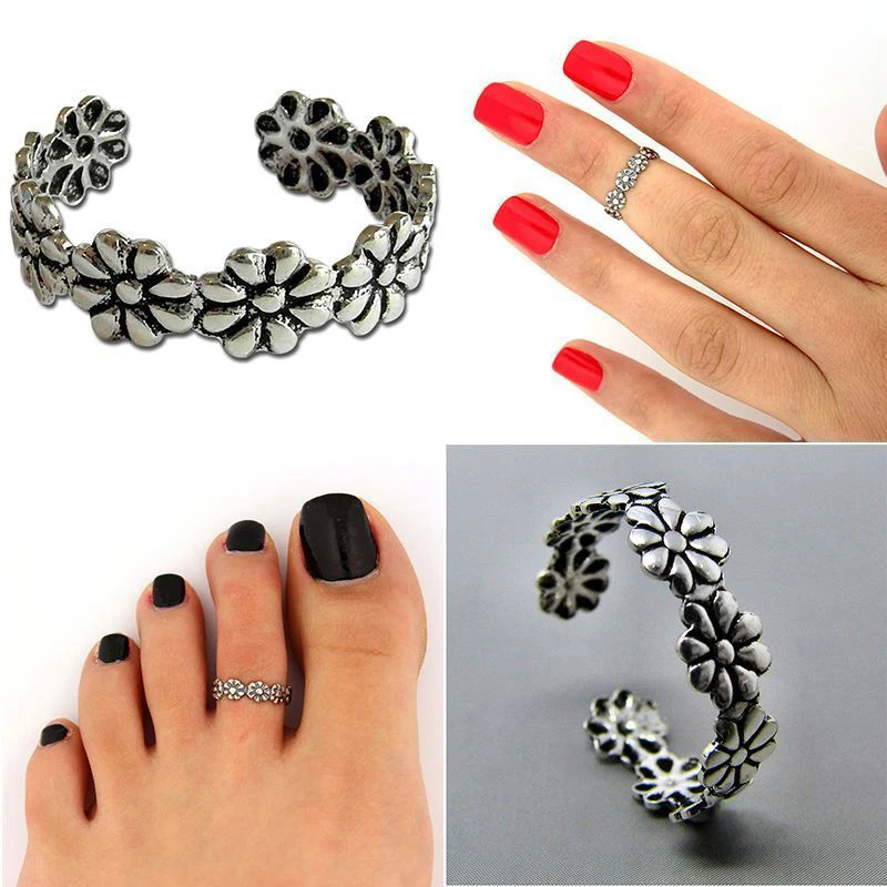 

Women's flower hot sale new summer versatile small daisy flower joint ring good luck foot ring
