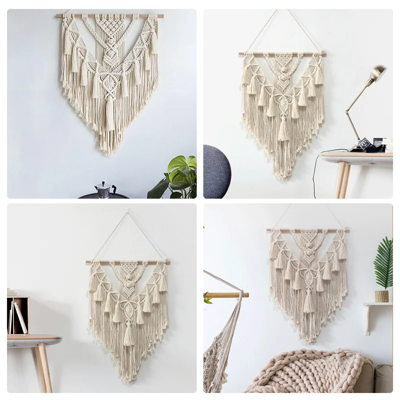 

Macrame Muur Opknoping Handwoven Bohemian Katoenen Touw Boho Tapijt Home Decor Boho Bohemian Geweven Tapijt Muur Art Macrame De
