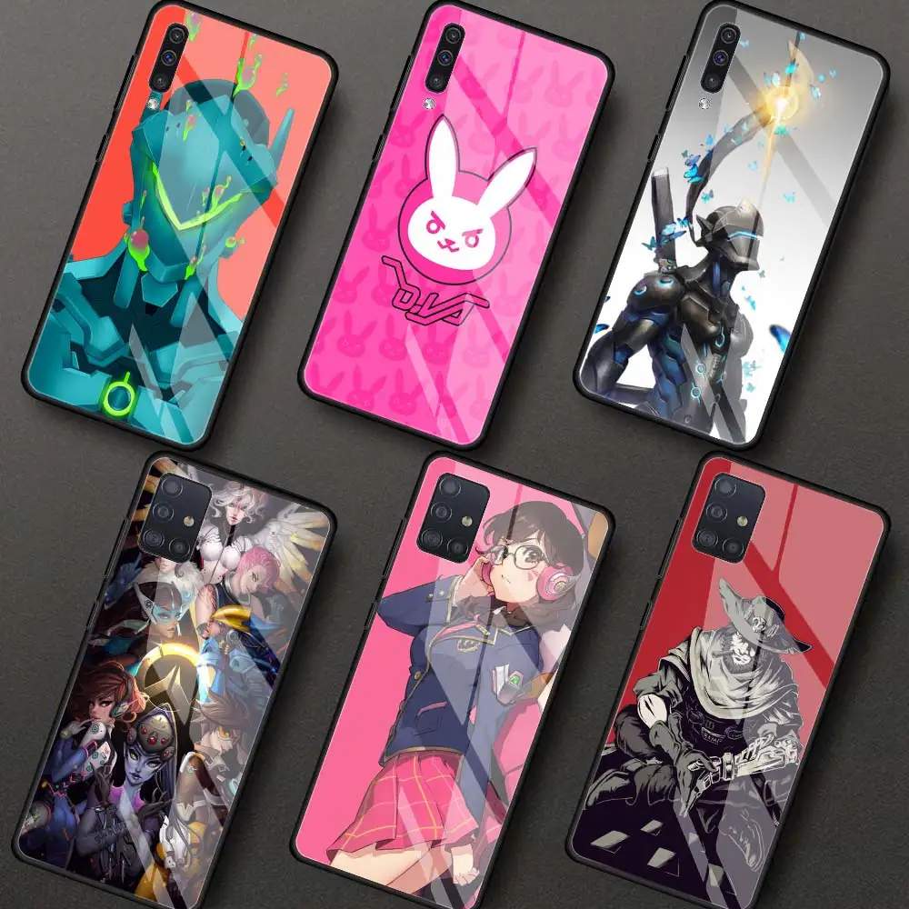 

Hot Overwatch ow Game Glass Phone Case For Samsung Galaxy A51 A50 A71 A70 A31 A21s A40 M31 M51 A41 A30 A10 A91 A52 A72 5G Cover