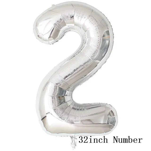 32inch Number 2 Золотистый, серебристый, металлический латексный воздушный шар 18 30 40 50 60 70 80 90 лет с номером в честь Дня Рождения вечерние воздушные шары из фольги для взрослых - Цвет: 32inch Number 2