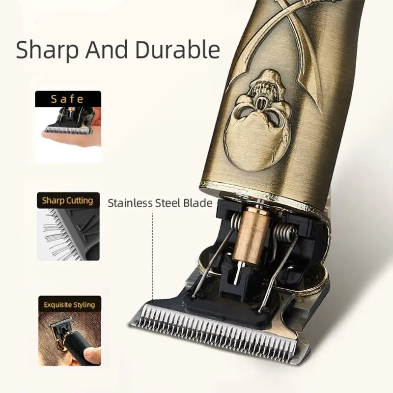 

Professional Hair Clippers Men T-Blade Beard Trimmer Barber Grooming Kit Rechargeable Cordless Haircut Machine