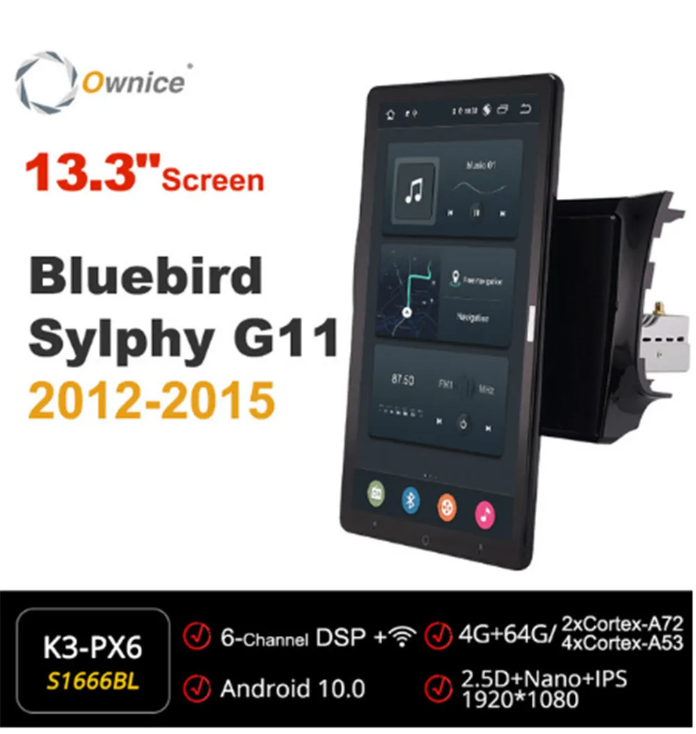 

Автомобильная магнитола Ownice 1080P Android 10,0 для Nissan Bluebird Sylphy G11 2012-2015, видеомультимедийный проигрыватель с поворотом на 13,3 дюйма IPS
