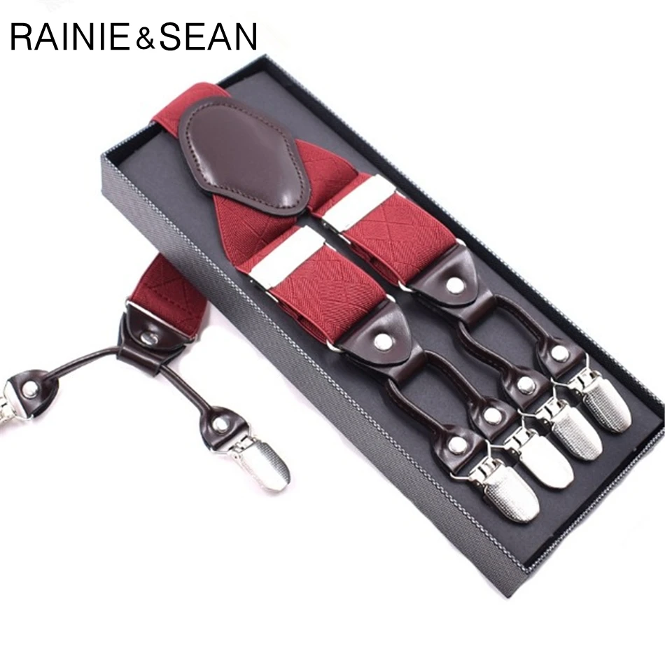Подтяжки RAINIE SEAN мужские свадебные винтажные однотонные 3 5 см с 6 зажимами Y