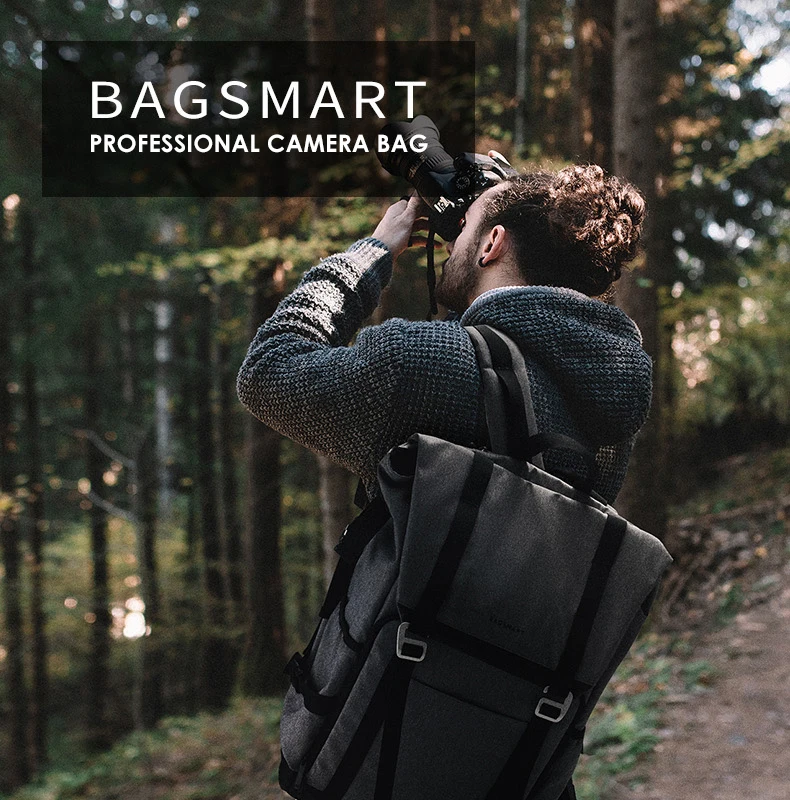 Рюкзак для путешествий для камеры BAGSMART, сумка для фотосъемки SLR/DSLR камеры s& 1" ноутбука с водонепроницаемым дождевиком и держателем штатива