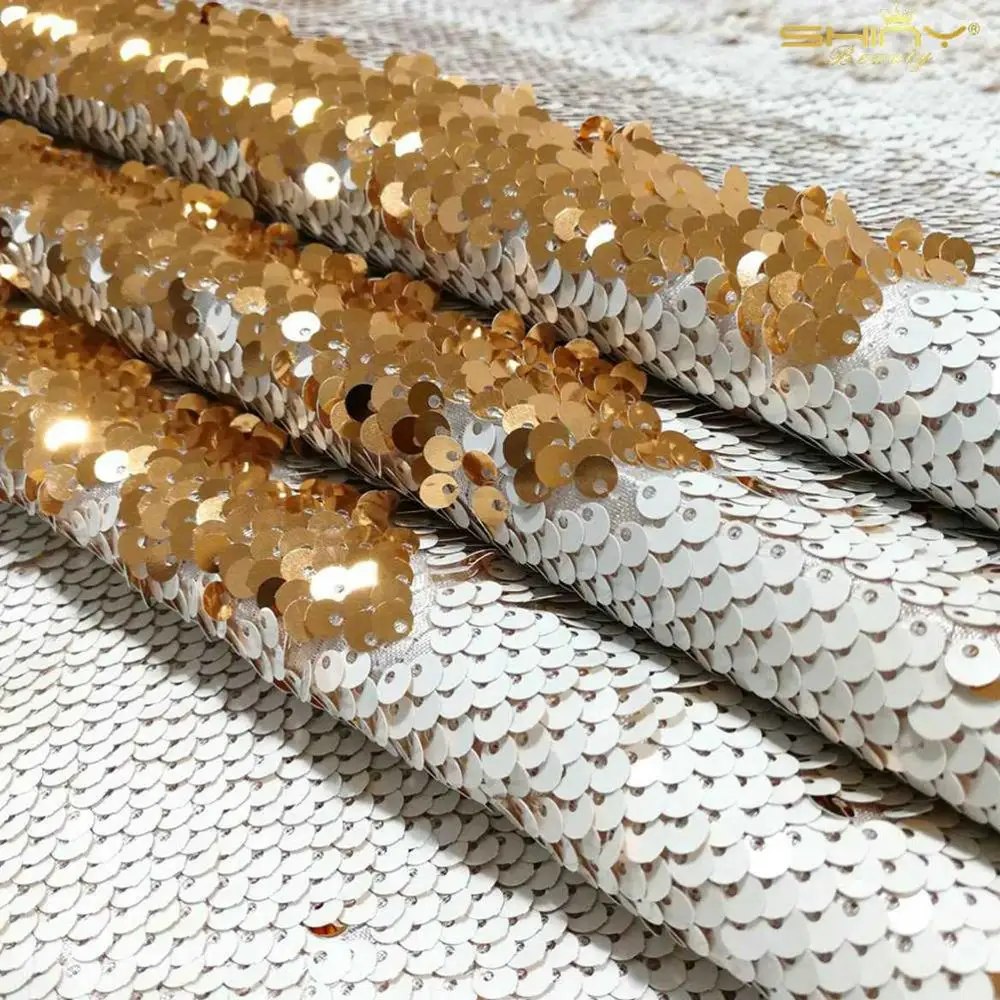 Блесток ткань белый 1 ярд розовое золото сменная пайетками ткани на дворе Glitz фон