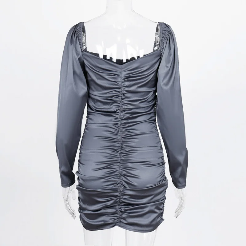 Женское плиссированное платье COSYGAL облегающее однотонное офисное мини с