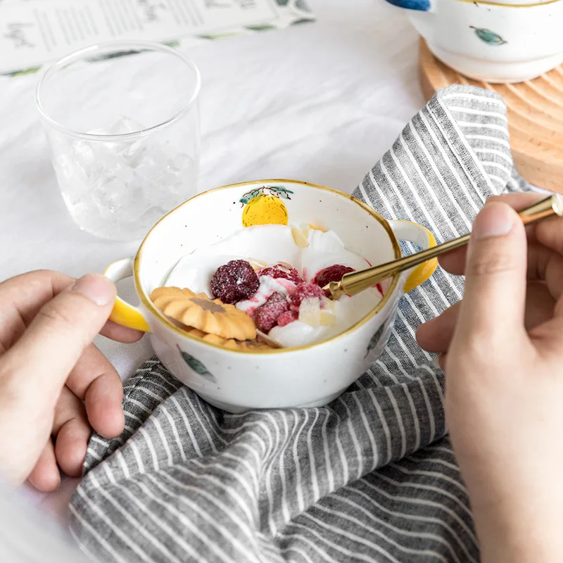 Японский бинауральные Керамика чаша ретро-емкость с ручкой 6-дюймовый бытовой