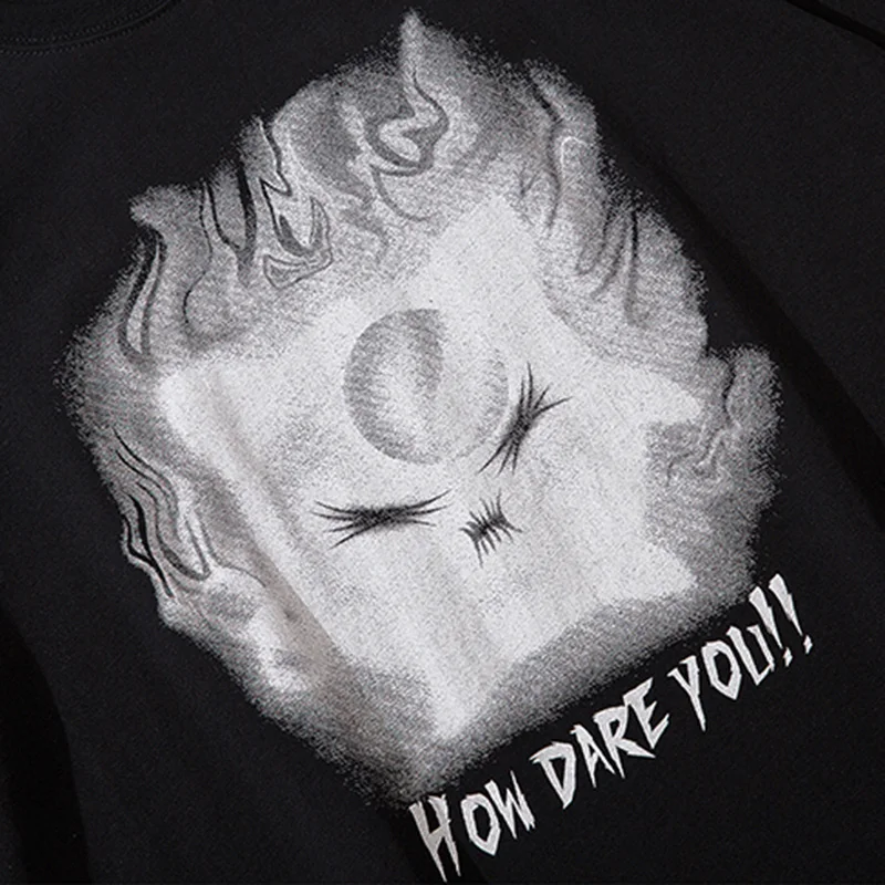 

Hip Hop Oversize T Shirt Men 2020 Streetwear Harajuku Funny Angry Ghost Tshirt Short Sleeve Cotton Loose Summer Cotton T-Shirt