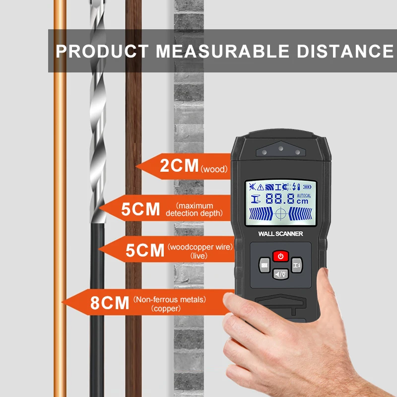 Детектор металла PRACMANU детектор с подсветкой ЖК-дисплеем | Инструменты