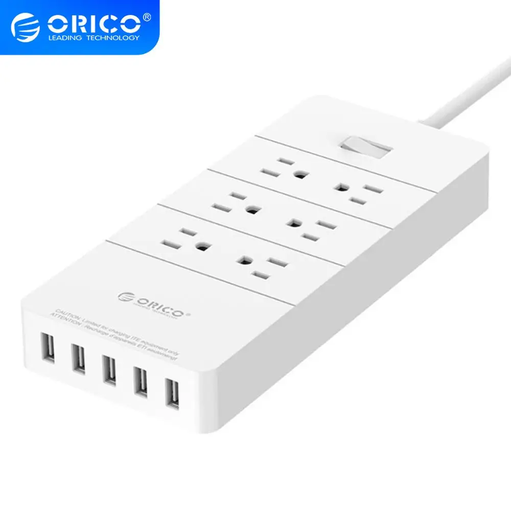 ORICO умная USB лента питания электронная розетка штепсельная вилка США 6 AC защита от