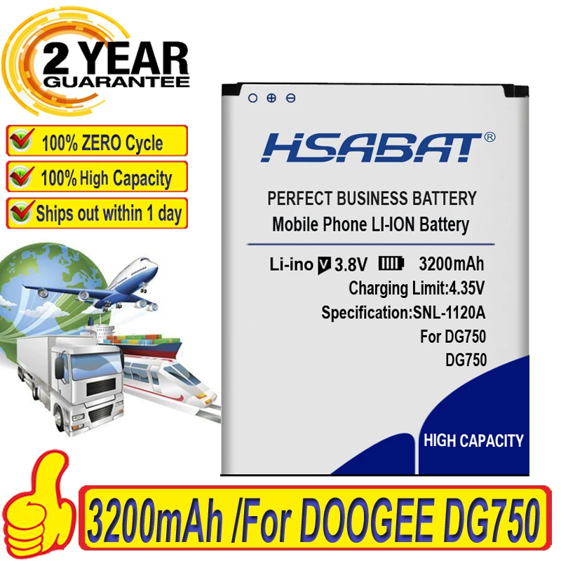 HSABAT Лидирующий бренд 3200mAh для мобильного телефона DOOGEE DG750 литий-ионный полимерный