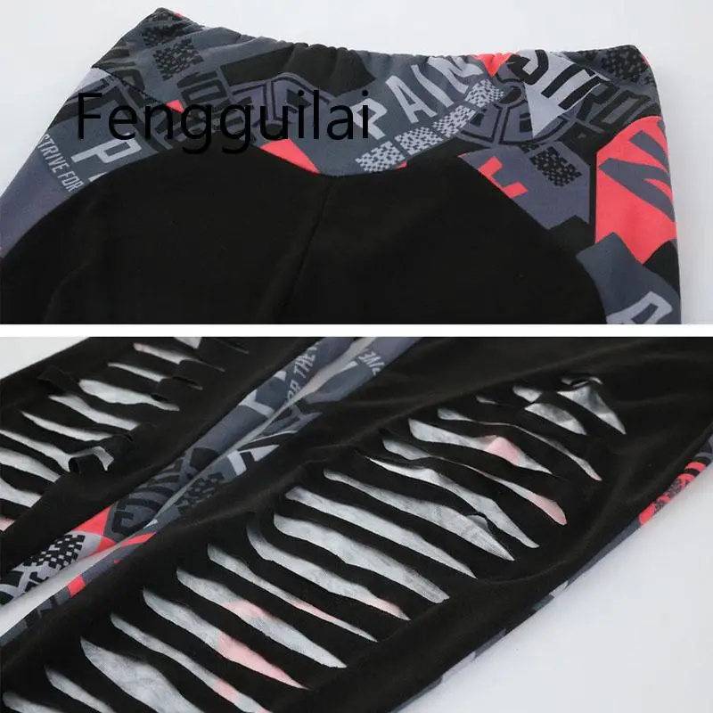

FENGGUILAI 2019 Fashion Patchwork Sexy Hollow Out Printed Women Leggings Summer Breathable Dry Quick Sporting Fitness Leggings