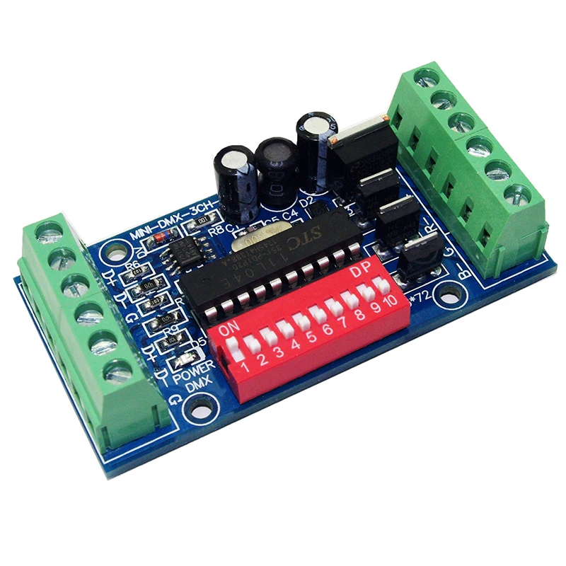 

Mini 3CH DMX512 decoder 3CH*5A 15A DC5V 12V 24V MINI-DMX-3CH for led RGB controller led strip lights tape DMX 512 console