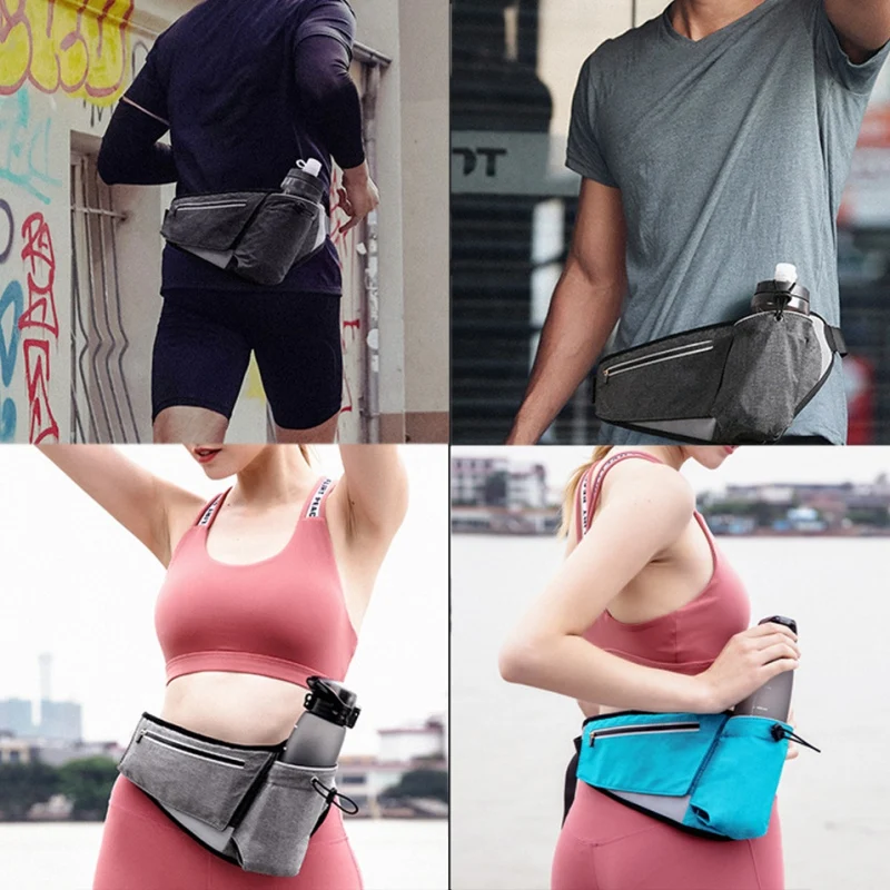 

Running Waist Bag With Water Bottle Bag Marathon Jogging Cycling Camping Belt Pouch Waterproof Anti-theft Phone Fanny Packs