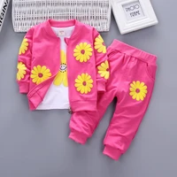 2021 spring and autumn new fashion three piece coat girls flower pattern jacket childrens clothing 1 3y high quality