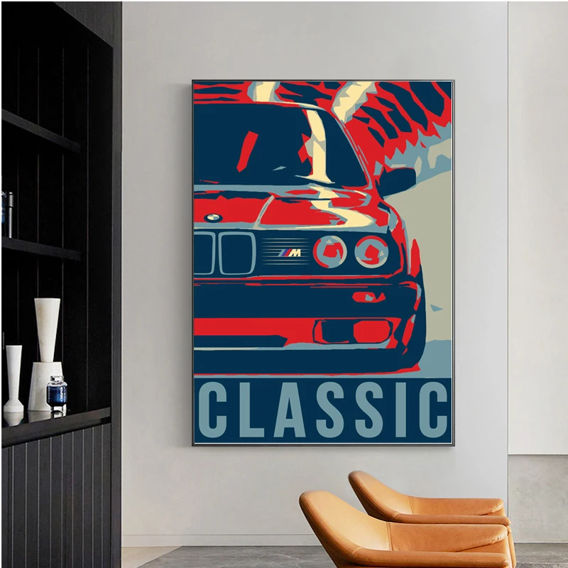 

BMW Super Red Car M3 MPower Classic Nordic Poster Prints Oil Painting Canvas Wall Art Picture Photo For Living Room Home Decor
