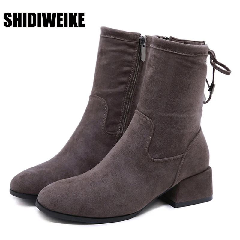 

Замшевые повседневные ботинки челси для осени и зимы, женские модные новые ботильоны, зимние плюшевые теплые женские ботинки, размеры 34-42, ...